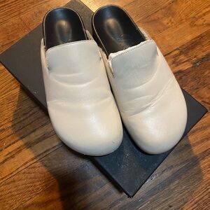 J. Crew Cream Leather Mules/Clogs